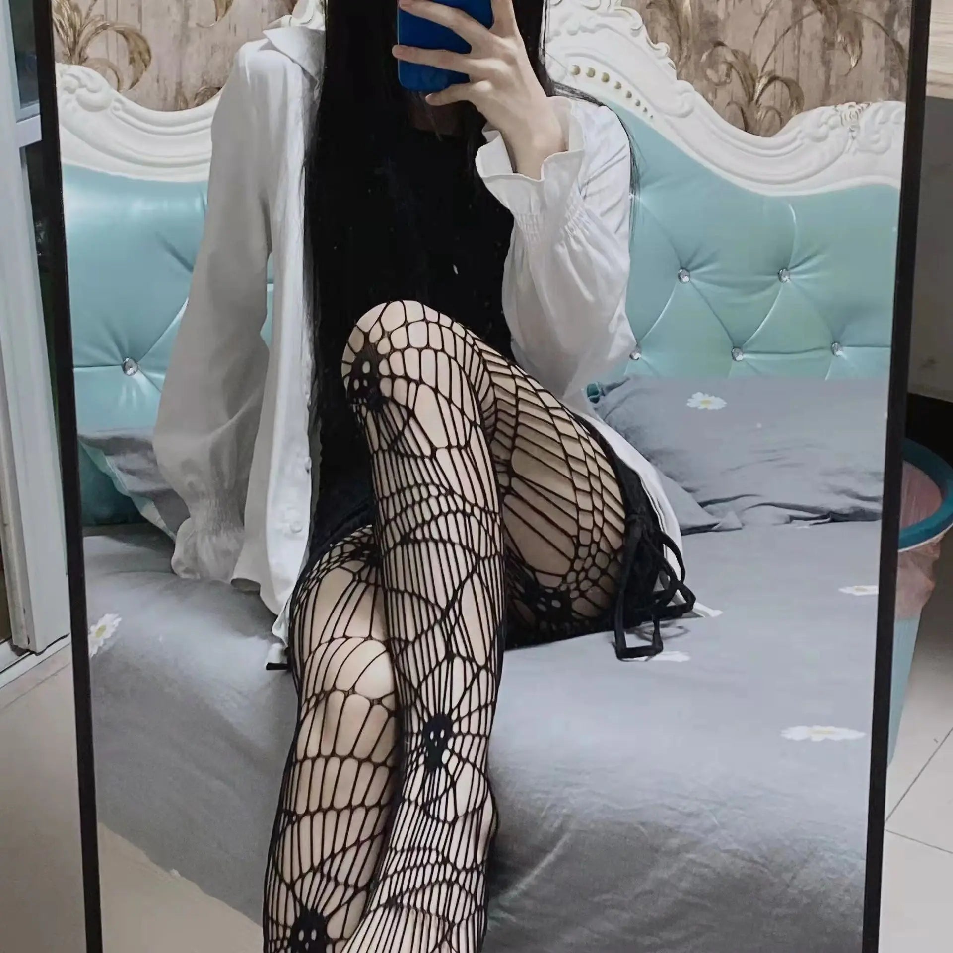 Daily Fishnet Stockings Lace Patterned Tights High Waist Pantyhose Fishnets for Women