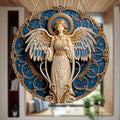 Handcrafted Archangel Michael tin Sign: 'Protect Us' Blessing–Spiritual Decor for Kitchens, Cafes, Living Rooms&Prayer Spaces