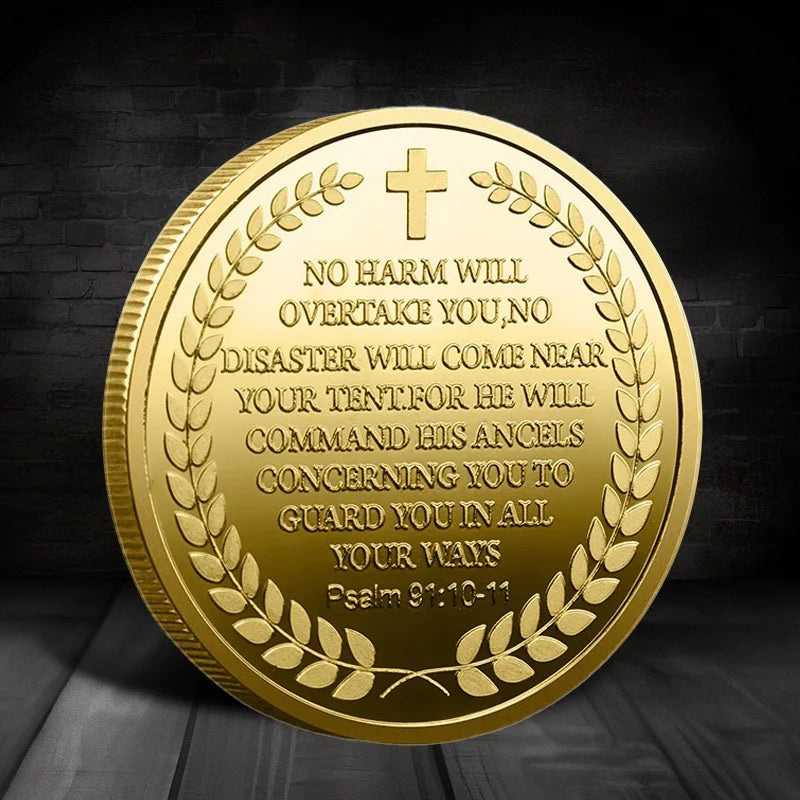 The Archangel Michael Gold plated Collectible Coin Archangel Guardian Angel Commemorative Coins