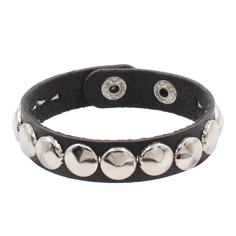 Vintage Leather Bracelets Punk Row Cuspidal Spikes Rivet Stud Wide Cuff PU Leather Punk Gothic Rock Unisex goth accessories