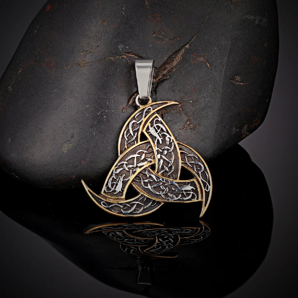 Men Celtics Knot Trinity Pendant Necklace Stainless Steel Norse Runes Slavic Icelandic Jewelry Vikings Amulet Vintage Male Gifts
