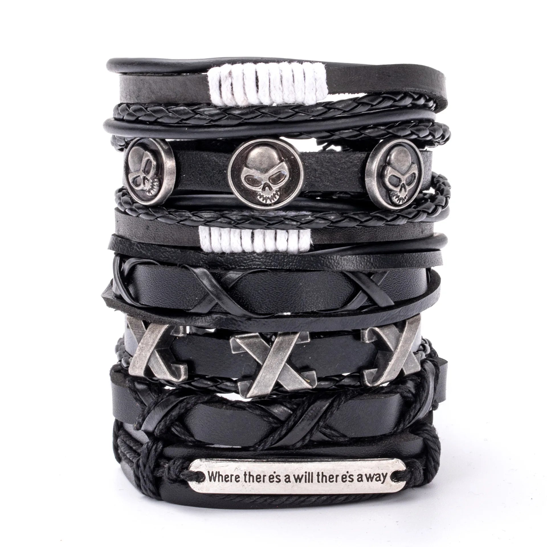 Vintage Leather Bracelet For Men Woven Set Ornament Bracelet Punk Style Men's Combo DIY Multi-layer Charm Bracelet Jewelry