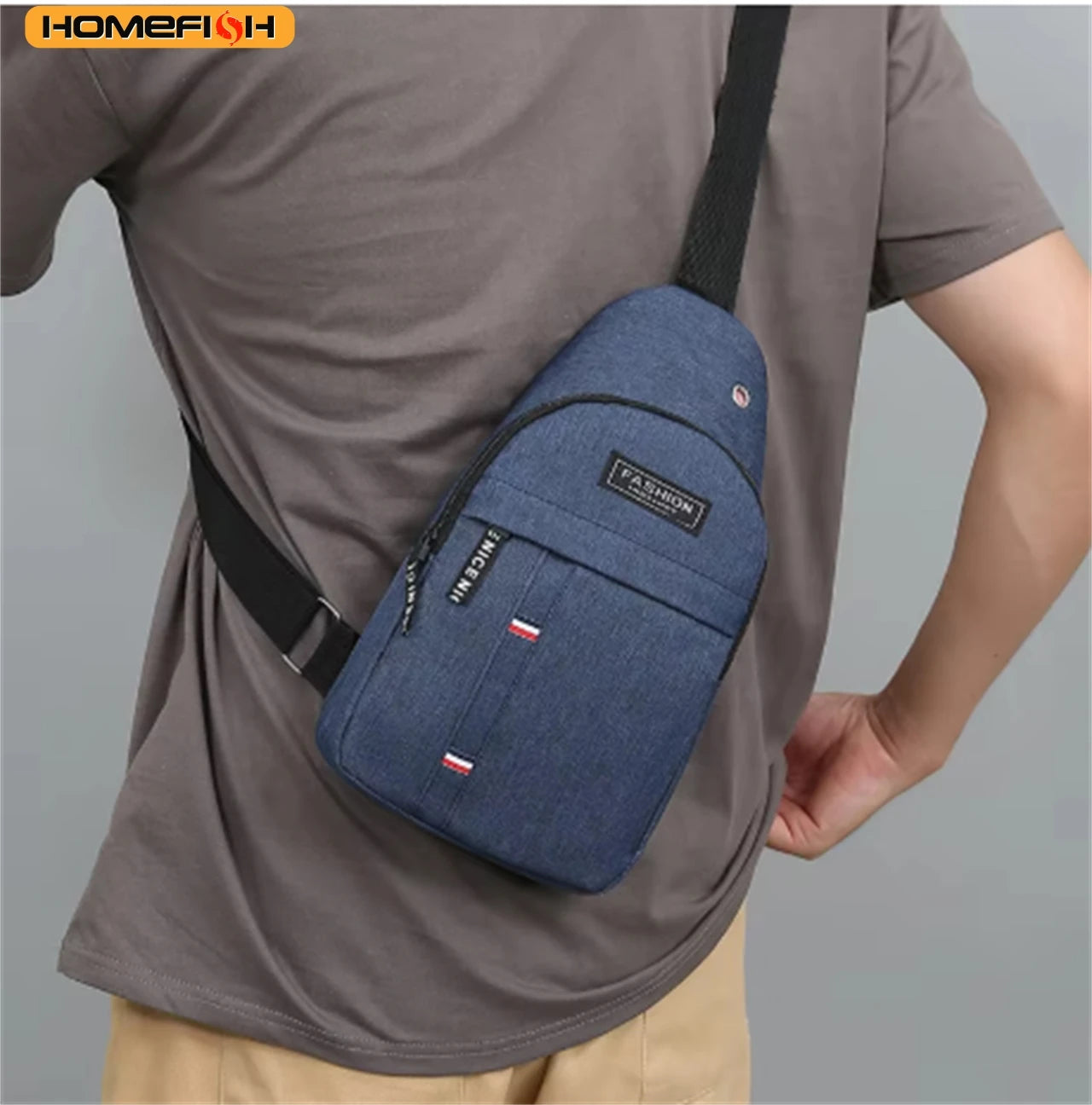 HOMEFISH Men's One Shoulder Crossbody Chest Bag, Large Capacity Fashion Small Shoulder Bag, Outdoor Sports Casual Daypack
