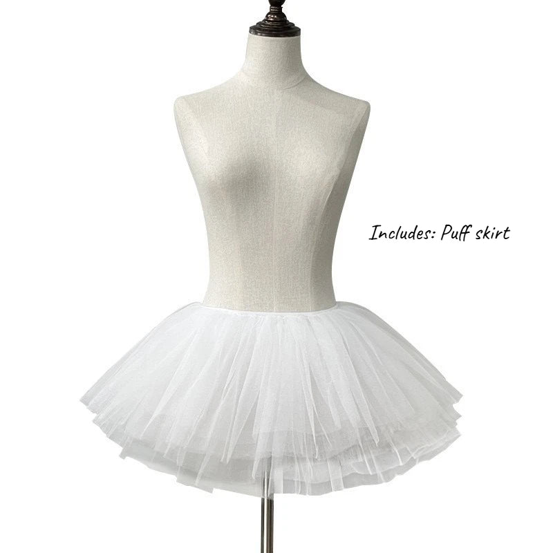 New Ballet Swan Pure Desire Waist Vest Corset Sexy Slimming Lace Corset with Puff Skirt Uniform Set Female Cosplay Uniform