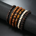Vintage Cross Multi-Layer Beaded Wooden Beads Men's Bracelet Multi-Piece Set Bracelet