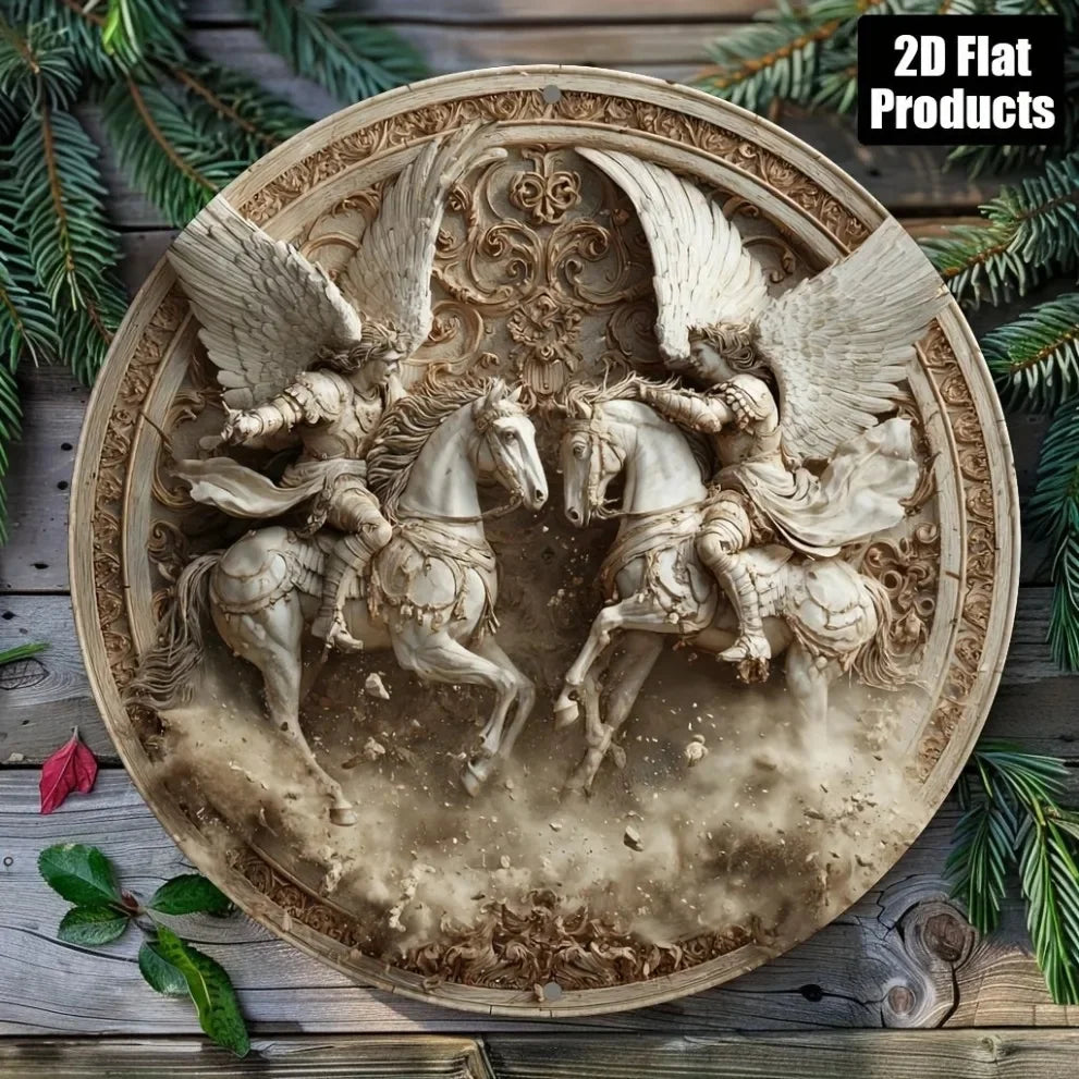 Handcrafted Archangel Michael tin Sign: 'Protect Us' Blessing–Spiritual Decor for Kitchens, Cafes, Living Rooms&Prayer Spaces