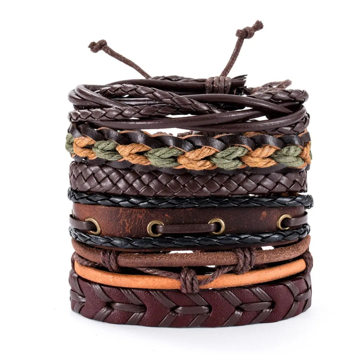 Vintage Leather Bracelet For Men Woven Set Ornament Bracelet Punk Style Men's Combo DIY Multi-layer Charm Bracelet Jewelry