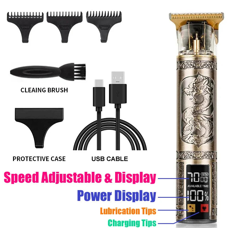 2026 T9 Electric Hair Clipper Professional Men's Barber Shaver Beard Trimmer Rechargeable Hair Cutting Carving Machine