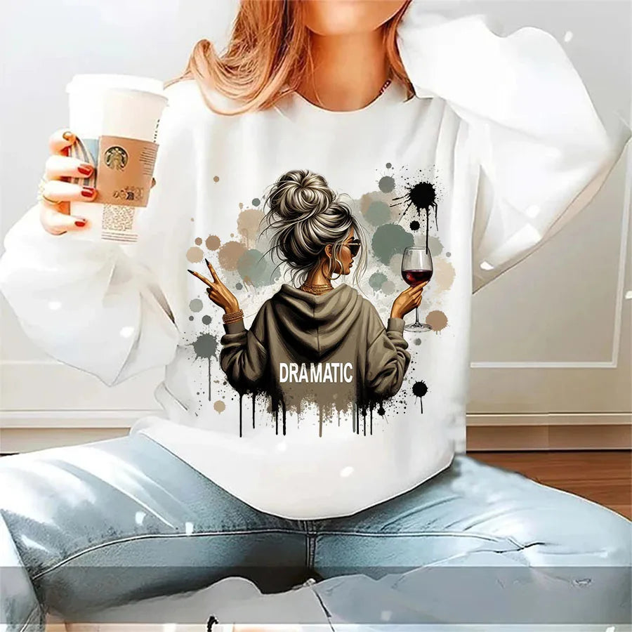 Trendy Vintage Retro Woman DRAMATIC Iron-On Heat Transfer Stickers Decals for T-shirts Sweatshirts Bags Clothing Fabric Decor