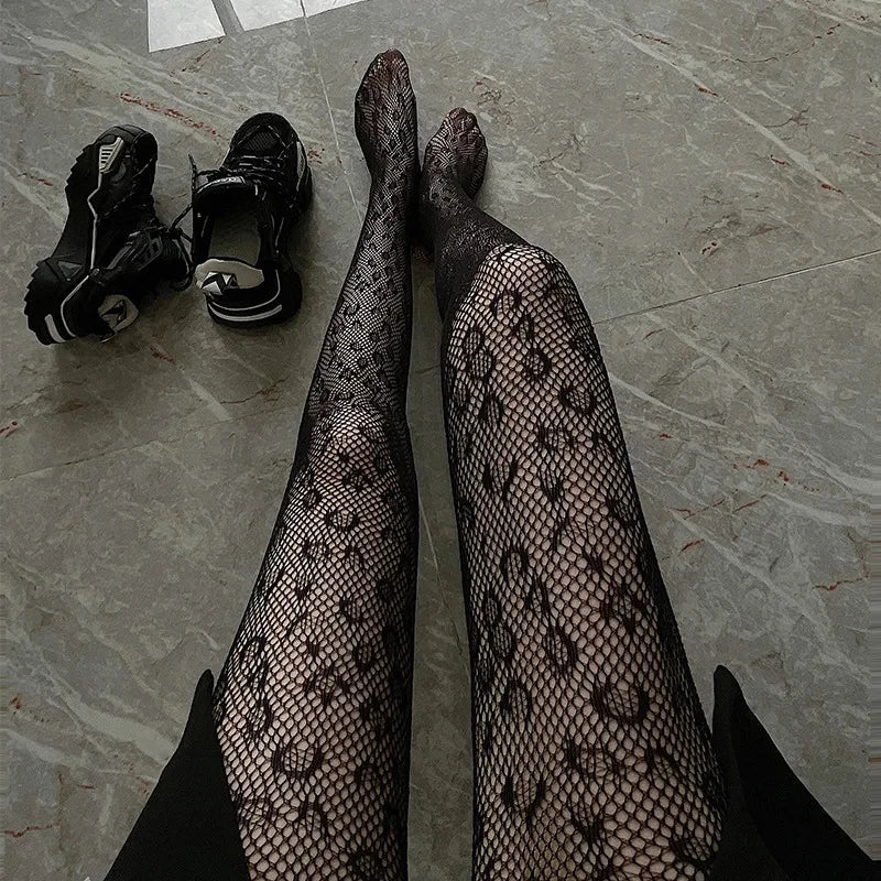 Daily Fishnet Stockings Lace Patterned Tights High Waist Pantyhose Fishnets for Women