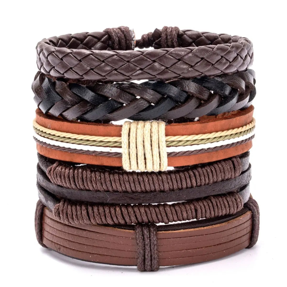 Vintage Leather Bracelet For Men Woven Set Ornament Bracelet Punk Style Men's Combo DIY Multi-layer Charm Bracelet Jewelry