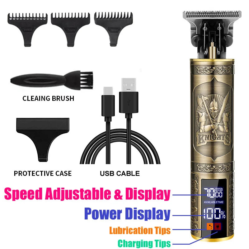 2026 T9 Electric Hair Clipper Professional Men's Barber Shaver Beard Trimmer Rechargeable Hair Cutting Carving Machine