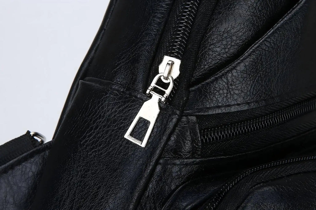 Homefish Simple and Fashionable Casual Solid Color PU Multifunctional USB Charging Zipper Chest Bag Crossbody Bag for Commuting