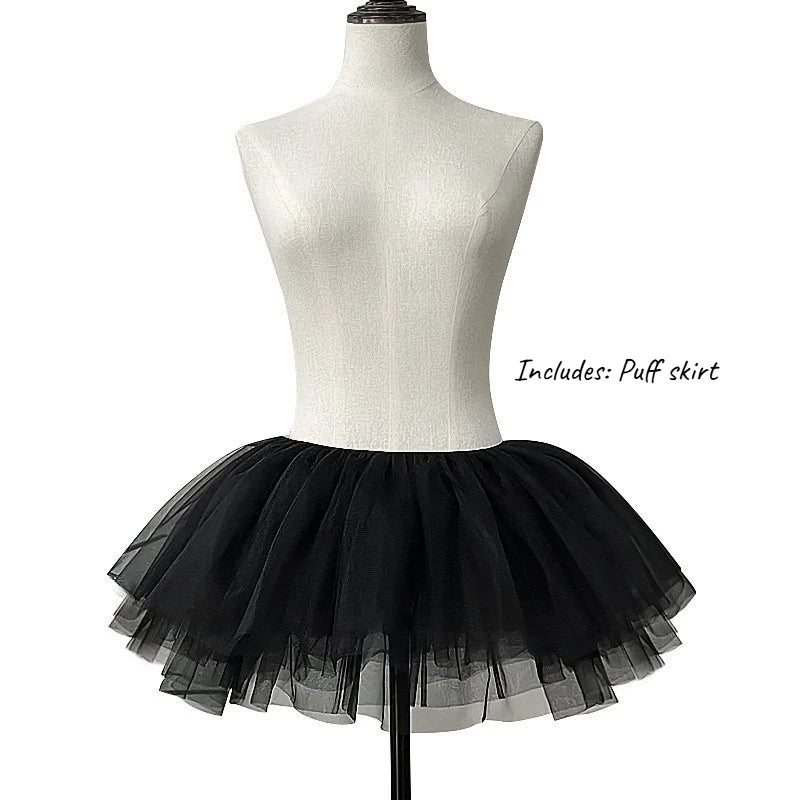 New Ballet Swan Pure Desire Waist Vest Corset Sexy Slimming Lace Corset with Puff Skirt Uniform Set Female Cosplay Uniform