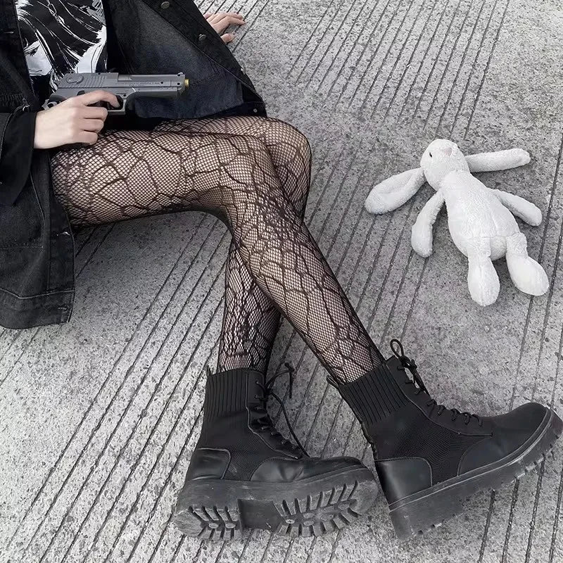 Daily Fishnet Stockings Lace Patterned Tights High Waist Pantyhose Fishnets for Women