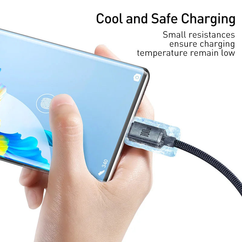 Baseus 6A USB Type C Cable For Realme Huawei P40 Pro 66W Fast Charging Wire USB-C Charger Data Cord For Samsung Oneplus Poco F3