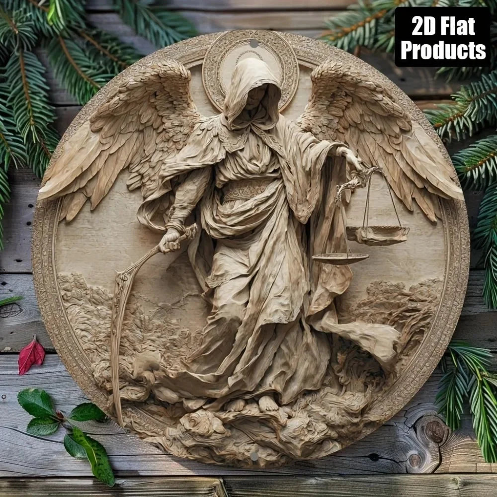 Handcrafted Archangel Michael tin Sign: 'Protect Us' Blessing–Spiritual Decor for Kitchens, Cafes, Living Rooms&Prayer Spaces