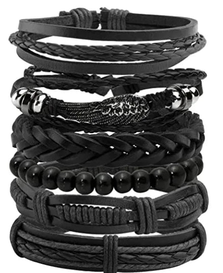 Vintage Leather Bracelet For Men Woven Set Ornament Bracelet Punk Style Men's Combo DIY Multi-layer Charm Bracelet Jewelry