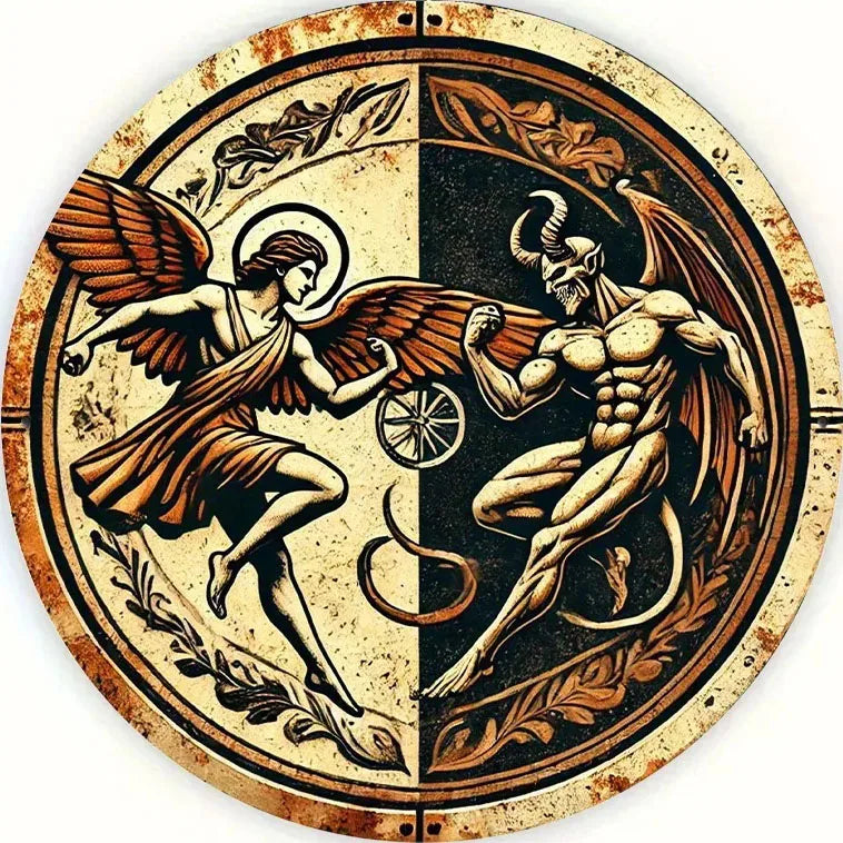 Handcrafted Archangel Michael tin Sign: 'Protect Us' Blessing–Spiritual Decor for Kitchens, Cafes, Living Rooms&Prayer Spaces
