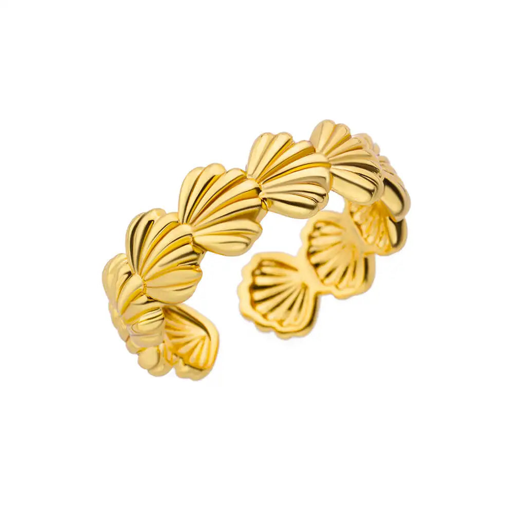 316L Stainless Steel Shell Rings for Women Adjustable Gold Color Little Star Open Rings Female Jewelry Weddings Gifts New Trendy