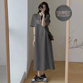 Summer Women Oversized Casual Long Dress Gothic Graphic Print Short Sleeve Side Split Maxi T Shirt Dress