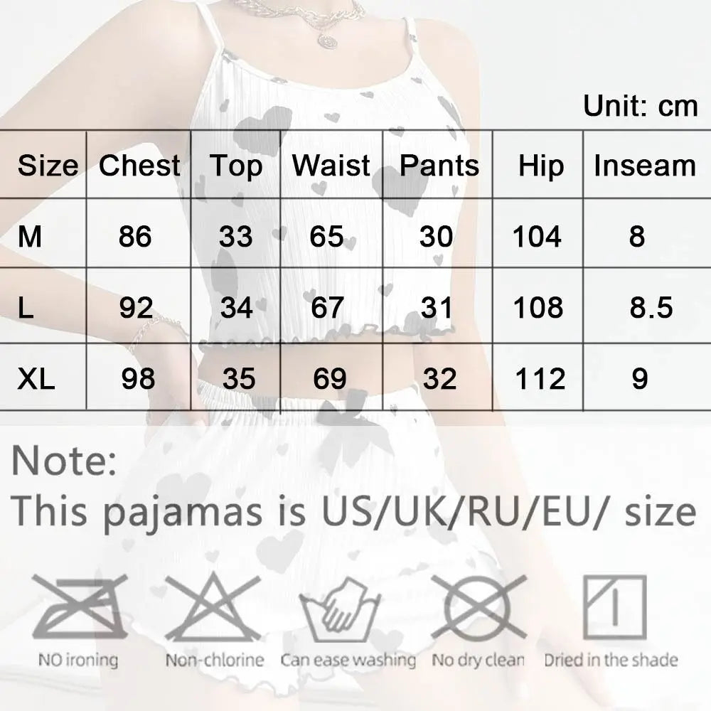 Fashion Summer Thin Pajamas Homewear Set Solid Color Leisure Suit Polyester Sling Pajamas Female