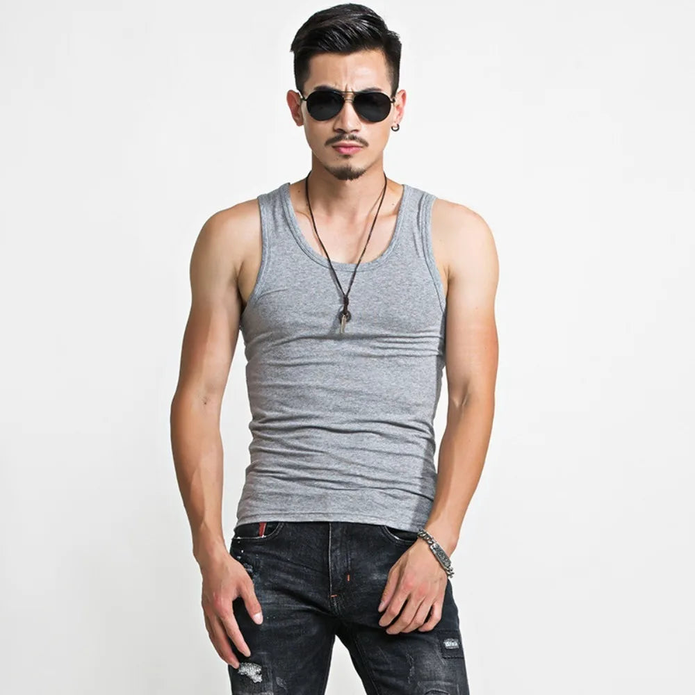 2026 NEW Four Seasons Men Pure Cotton Vest Youth Fit Sports Fitness Middle-aged Casual Sleeveless Top