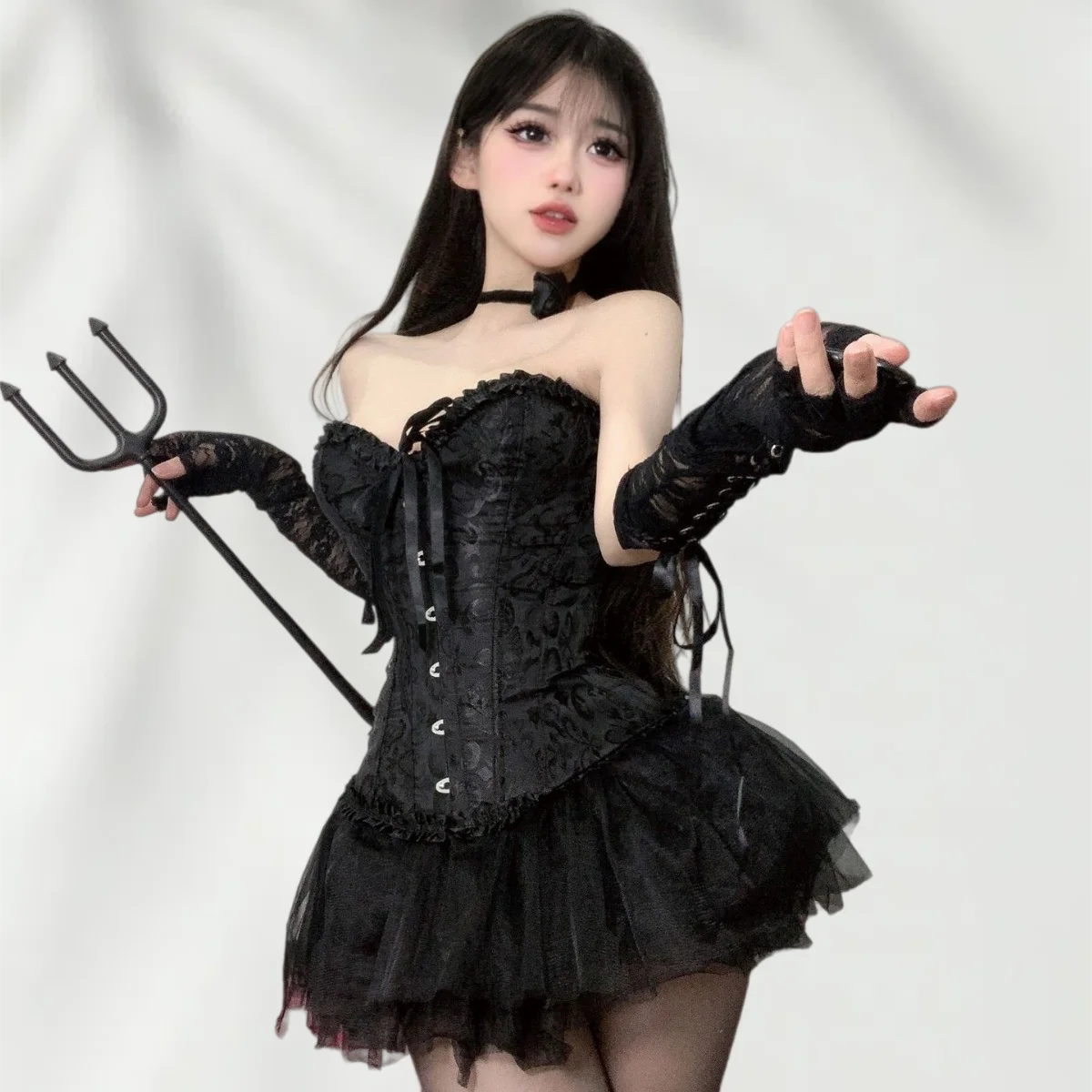 New Ballet Swan Pure Desire Waist Vest Corset Sexy Slimming Lace Corset with Puff Skirt Uniform Set Female Cosplay Uniform
