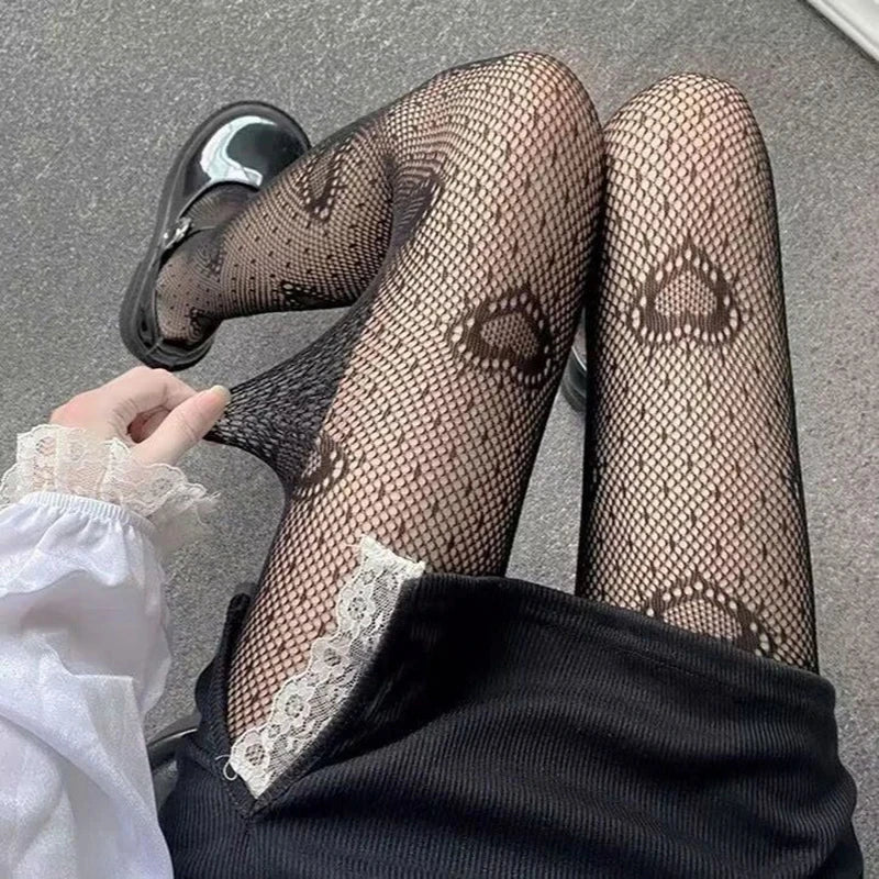 Daily Fishnet Stockings Lace Patterned Tights High Waist Pantyhose Fishnets for Women