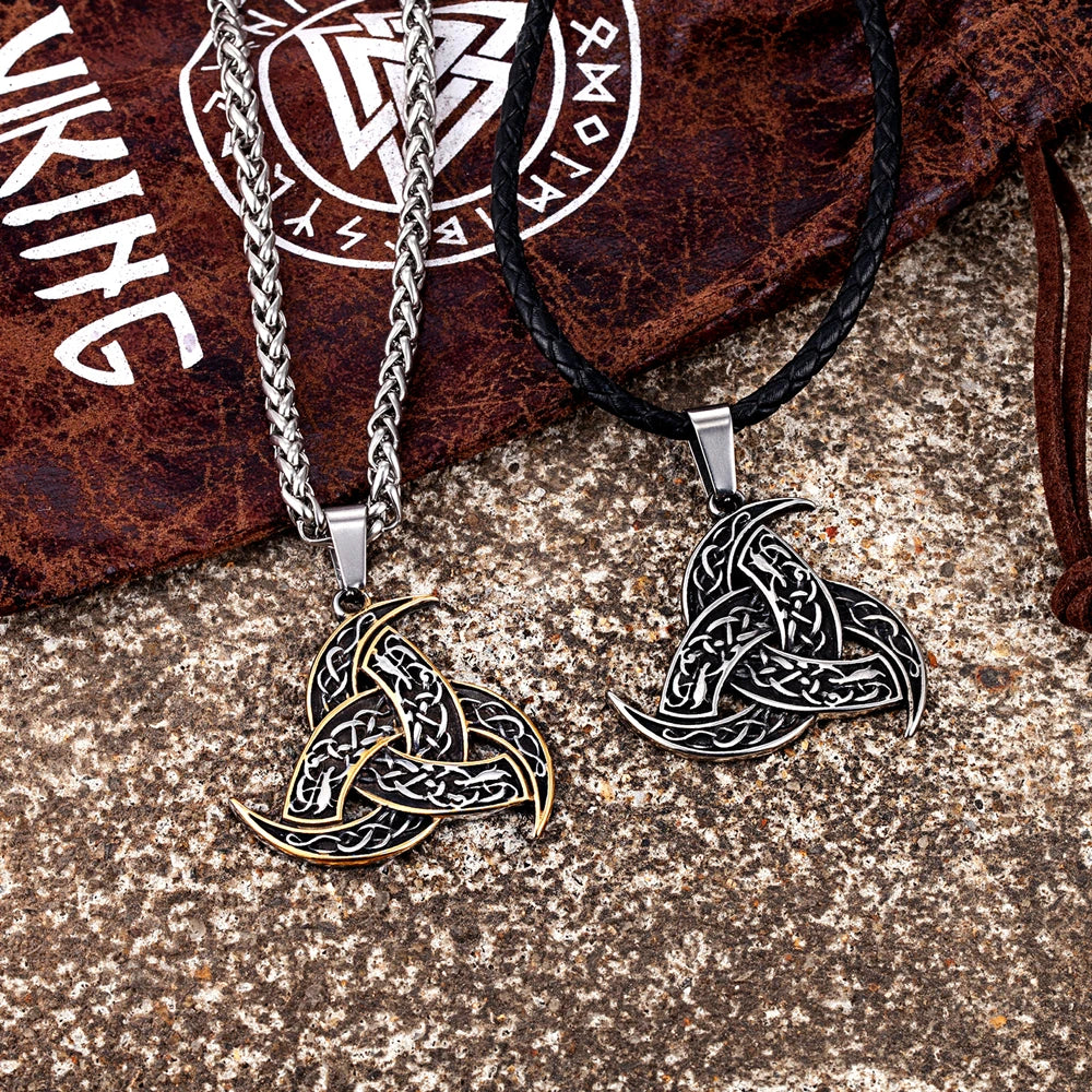 Men Celtics Knot Trinity Pendant Necklace Stainless Steel Norse Runes Slavic Icelandic Jewelry Vikings Amulet Vintage Male Gifts