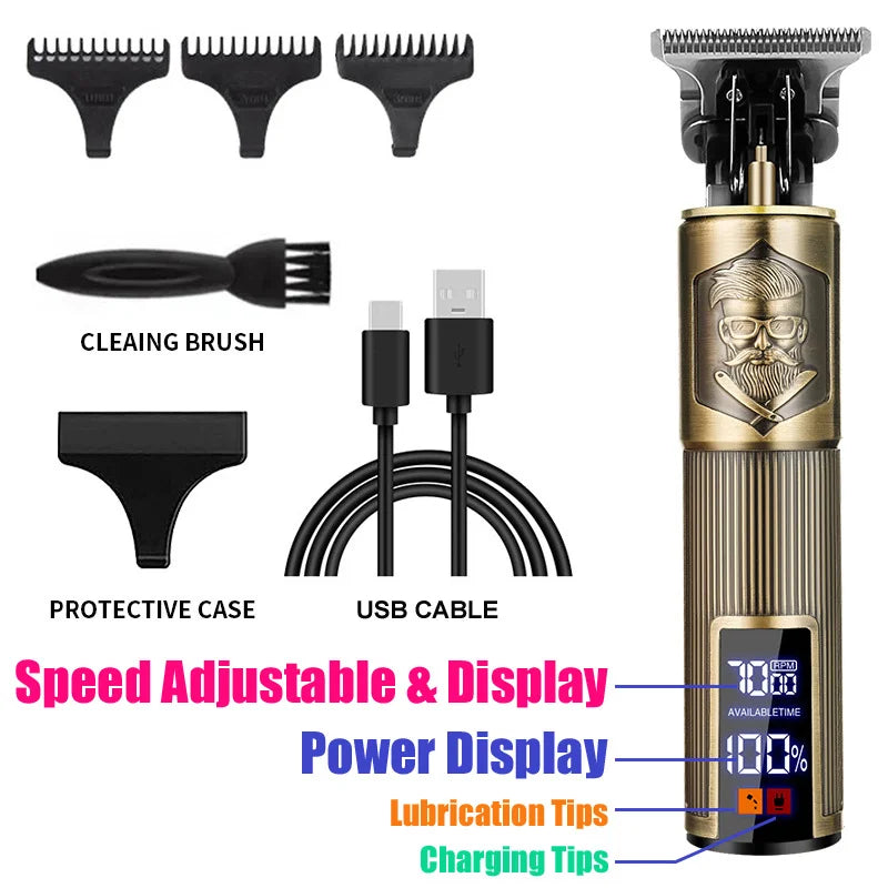 2026 T9 Electric Hair Clipper Professional Men's Barber Shaver Beard Trimmer Rechargeable Hair Cutting Carving Machine