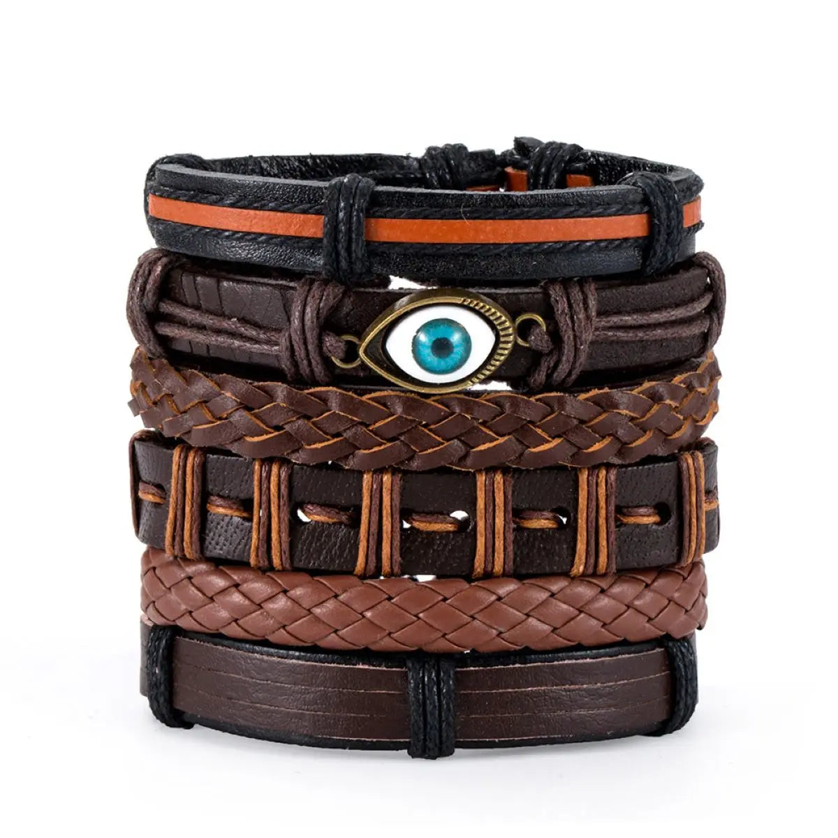 Vintage Leather Bracelet For Men Woven Set Ornament Bracelet Punk Style Men's Combo DIY Multi-layer Charm Bracelet Jewelry