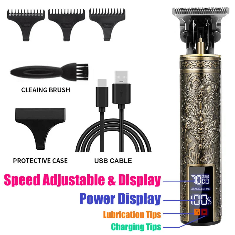 2026 T9 Electric Hair Clipper Professional Men's Barber Shaver Beard Trimmer Rechargeable Hair Cutting Carving Machine