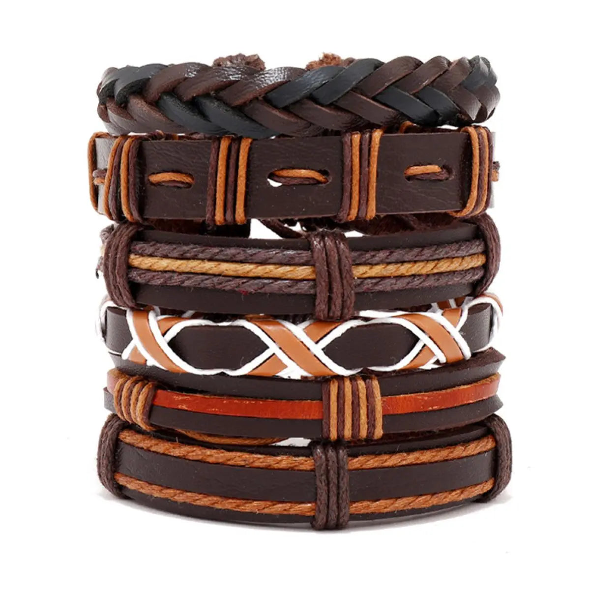 Vintage Leather Bracelet For Men Woven Set Ornament Bracelet Punk Style Men's Combo DIY Multi-layer Charm Bracelet Jewelry