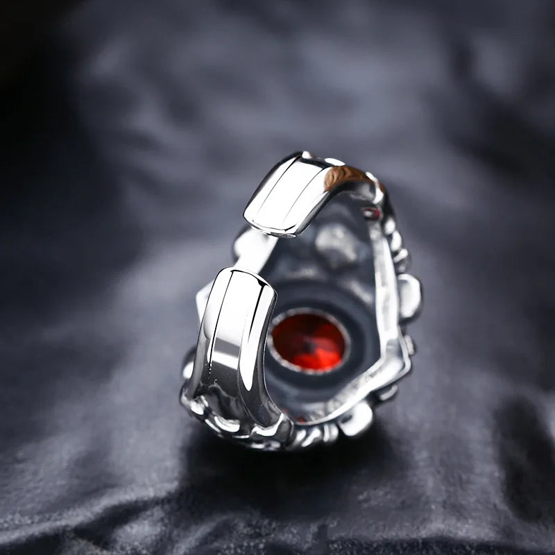 Retro Red Heart Crusades Vine Ring For Men Women Dark Gothic Vintage Open Ring Punk Accessories Designer Jewelry Unisex Gift