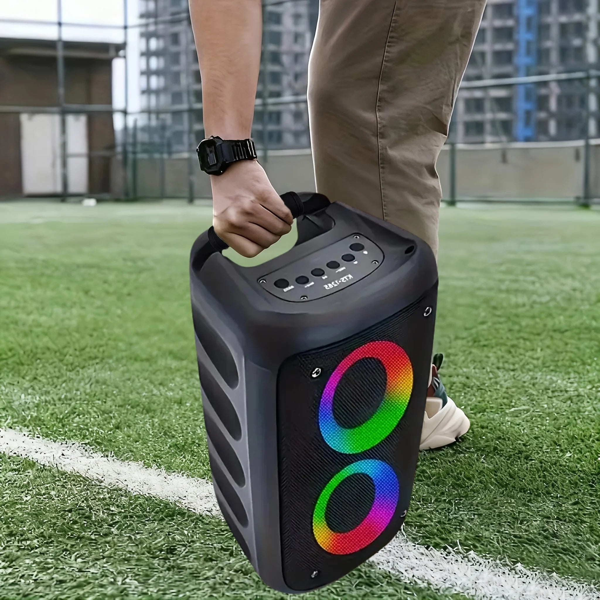 Handle protection cover for JBi Boombox 1/2/3 portable speakers - non-slip handle, durable fabric with black checkered design